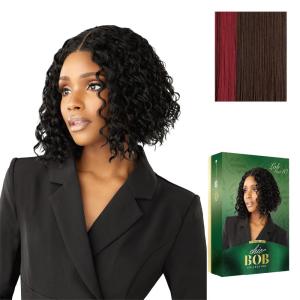 Sensationnel Chicbob Lace Frontwig – Lob Unit 10 Face Framing Glueless Wig Wide 5 Inch Deep Part Synthetic Preplucked Hairline (1 JETBLACK)(HALOBLOCKSANGRIA)