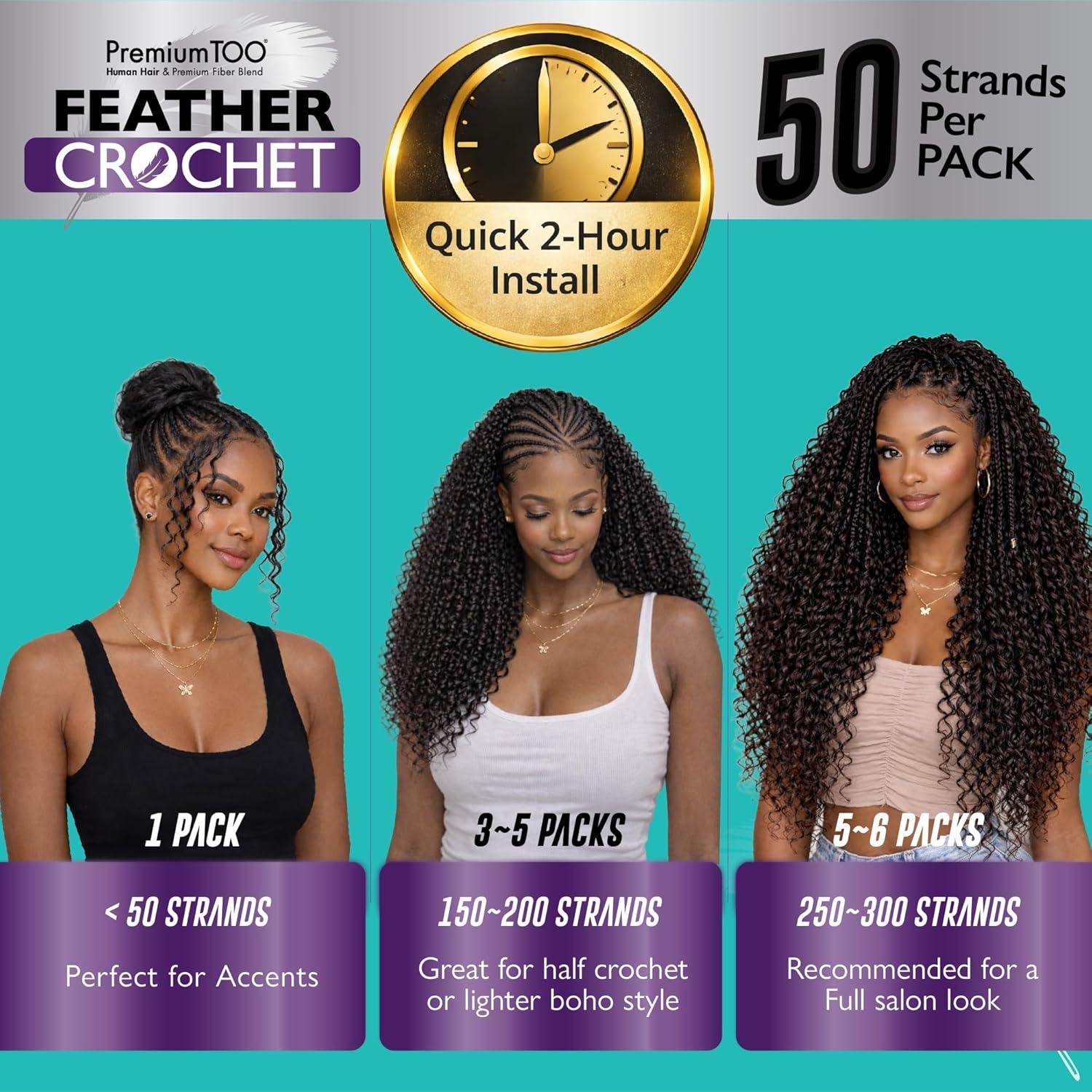 imageSensationnel PremToo Feather Crochet Braidinghair Water Wave Human Hair Blend with Pre Seperated Strands for Boho Braids and Miracle Knots 14 inch 1 JETBLACK27 HONEYBLONDE