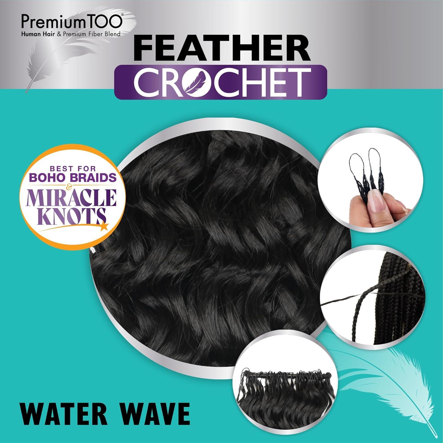 imageSensationnel PremToo Feather Crochet Braidinghair Water Wave Human Hair Blend with Pre Seperated Strands for Boho Braids and Miracle Knots 14 inch 1 JETBLACK30 LIGHTAUBURN