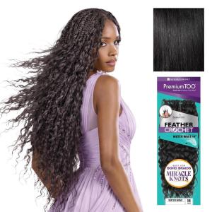 Sensationnel PremToo Feather Crochet Braidinghair – Water Wave Human Hair Blend with Pre Seperated Strands for Boho Braids and Miracle Knots (14 inch, 1 JETBLACK)(1 JETBLACK)