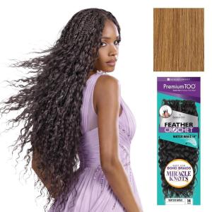 Sensationnel PremToo Feather Crochet Braidinghair – Water Wave Human Hair Blend with Pre Seperated Strands for Boho Braids and Miracle Knots (14 inch, 1 JETBLACK)(27 HONEYBLONDE)