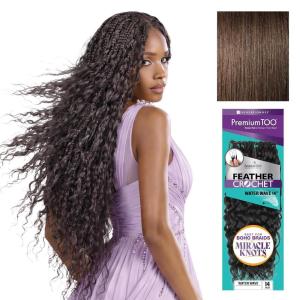 Sensationnel PremToo Feather Crochet Braidinghair – Water Wave Human Hair Blend with Pre Seperated Strands for Boho Braids and Miracle Knots (14 inch, 1 JETBLACK)(4 MEDBROWN)