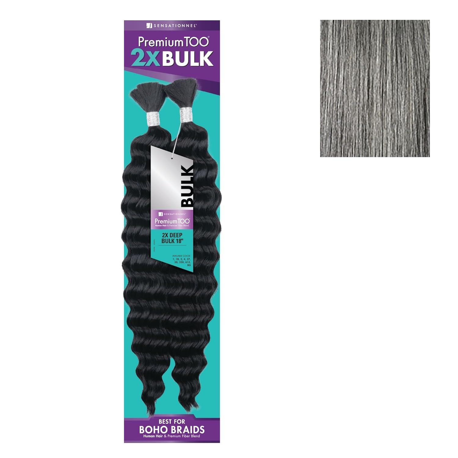imageSensationnel PremToo Bulk Weaving 2X Deep Human Hair Blend for Boho Knotless Box or Curly Loose Wave Styles 1 Pack 14 inch 1 JETBLACKM51