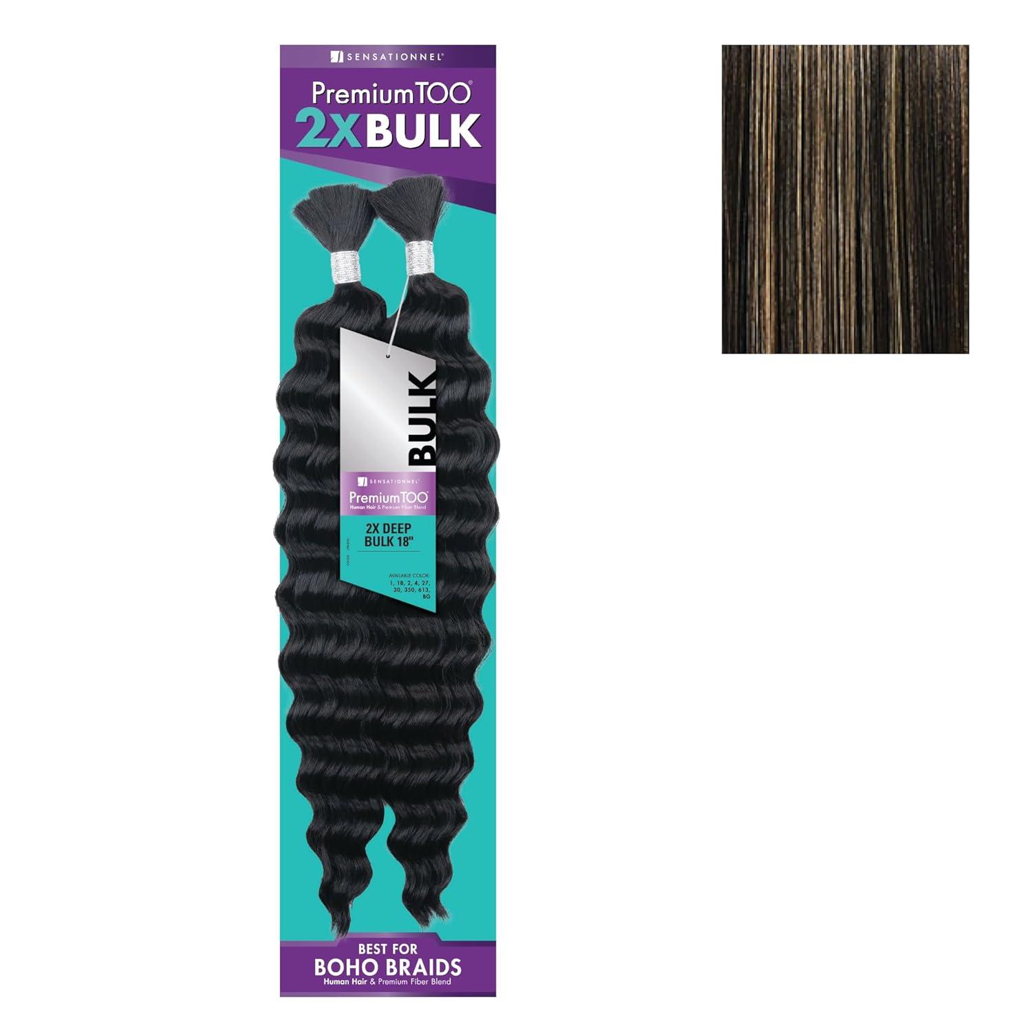 imageSensationnel PremToo Bulk Weaving 2X Deep Human Hair Blend for Boho Knotless Box or Curly Loose Wave Styles 1 Pack 14 inch 1 JETBLACKS1B27