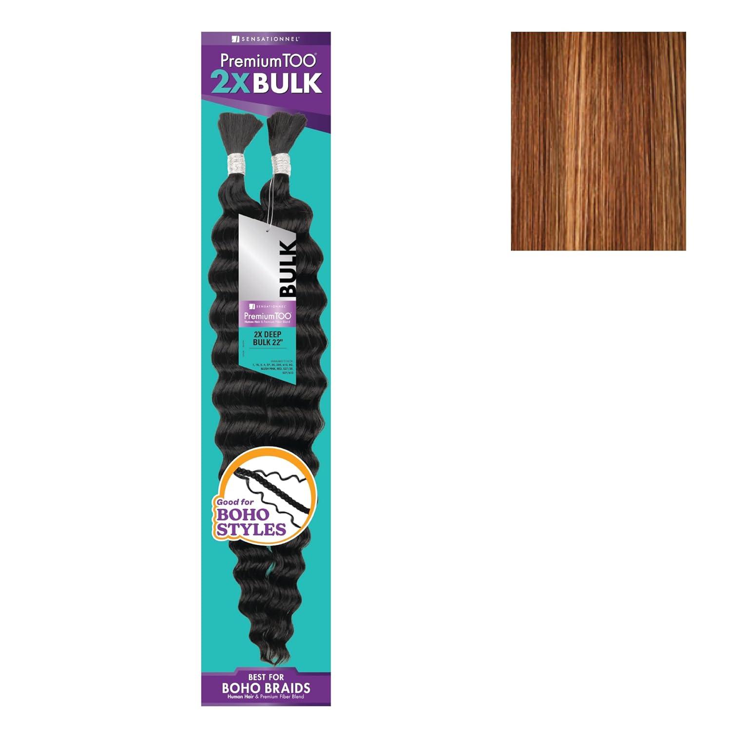 imageSensationnel PremToo Bulk Weaving 2X Deep Human Hair Blend for Boho Knotless Box or Curly Loose Wave Styles 1 Pack 14 inch 1 JETBLACKS2730