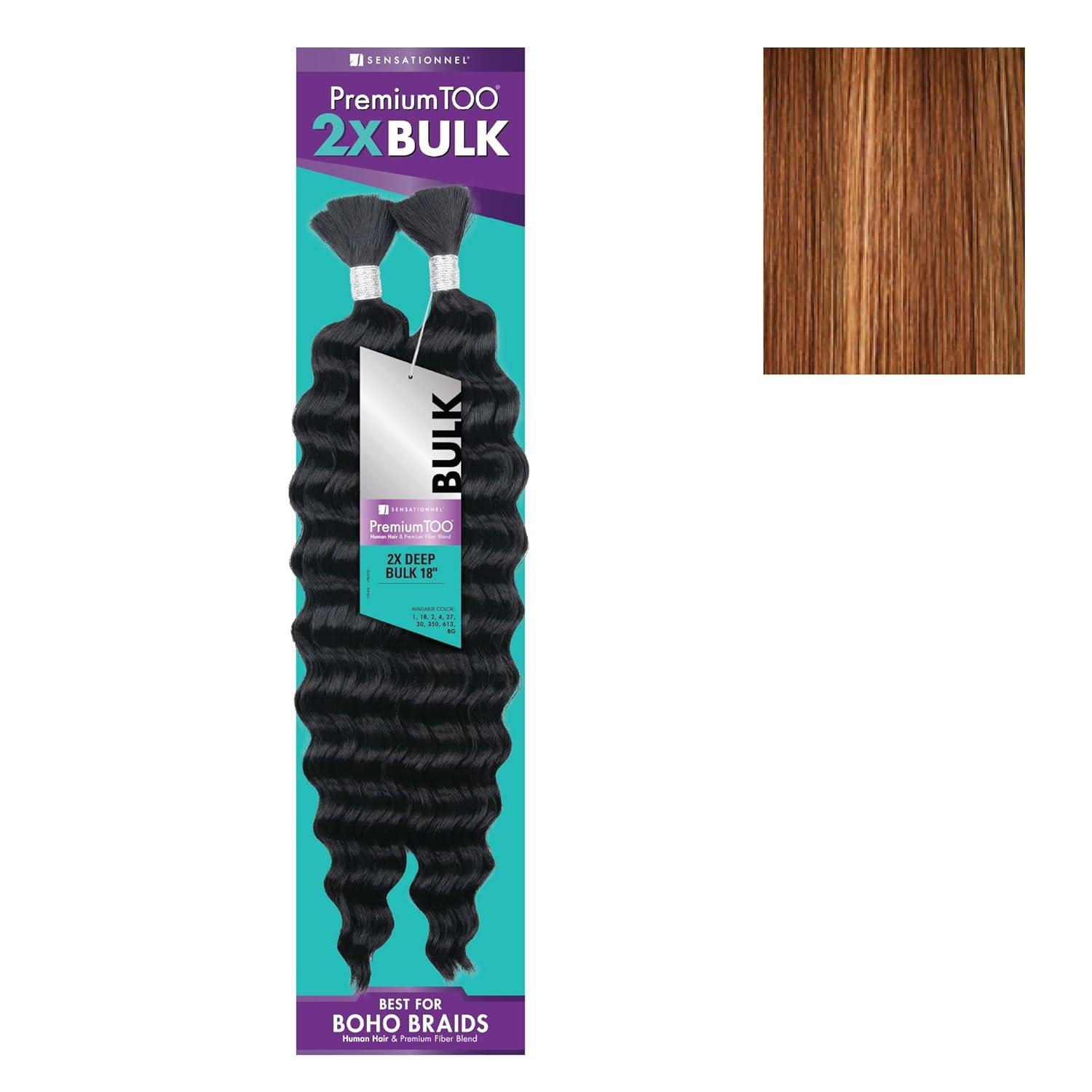 imageSensationnel PremToo Bulk Weaving 2X Deep Human Hair Blend for Boho Knotless Box or Curly Loose Wave Styles 1 Pack 14 inch 1 JETBLACKS2730