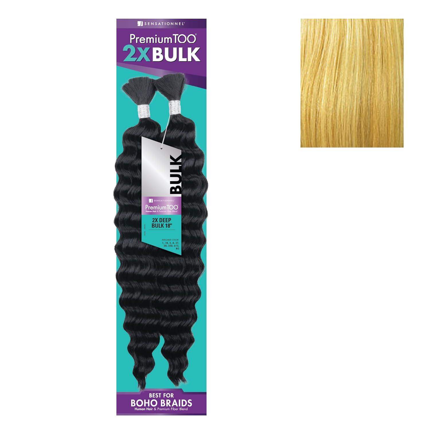 imageSensationnel PremToo Bulk Weaving 2X Deep Human Hair Blend for Boho Knotless Box or Curly Loose Wave Styles 1 Pack 14 inch 1 JETBLACKS27613
