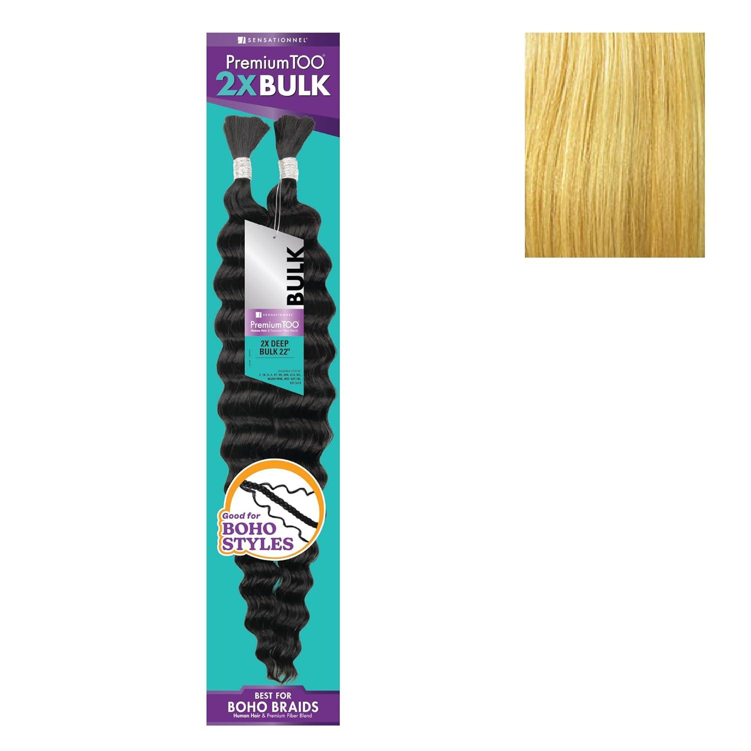 imageSensationnel PremToo Bulk Weaving 2X Deep Human Hair Blend for Boho Knotless Box or Curly Loose Wave Styles 1 Pack 14 inch 1 JETBLACKS27613