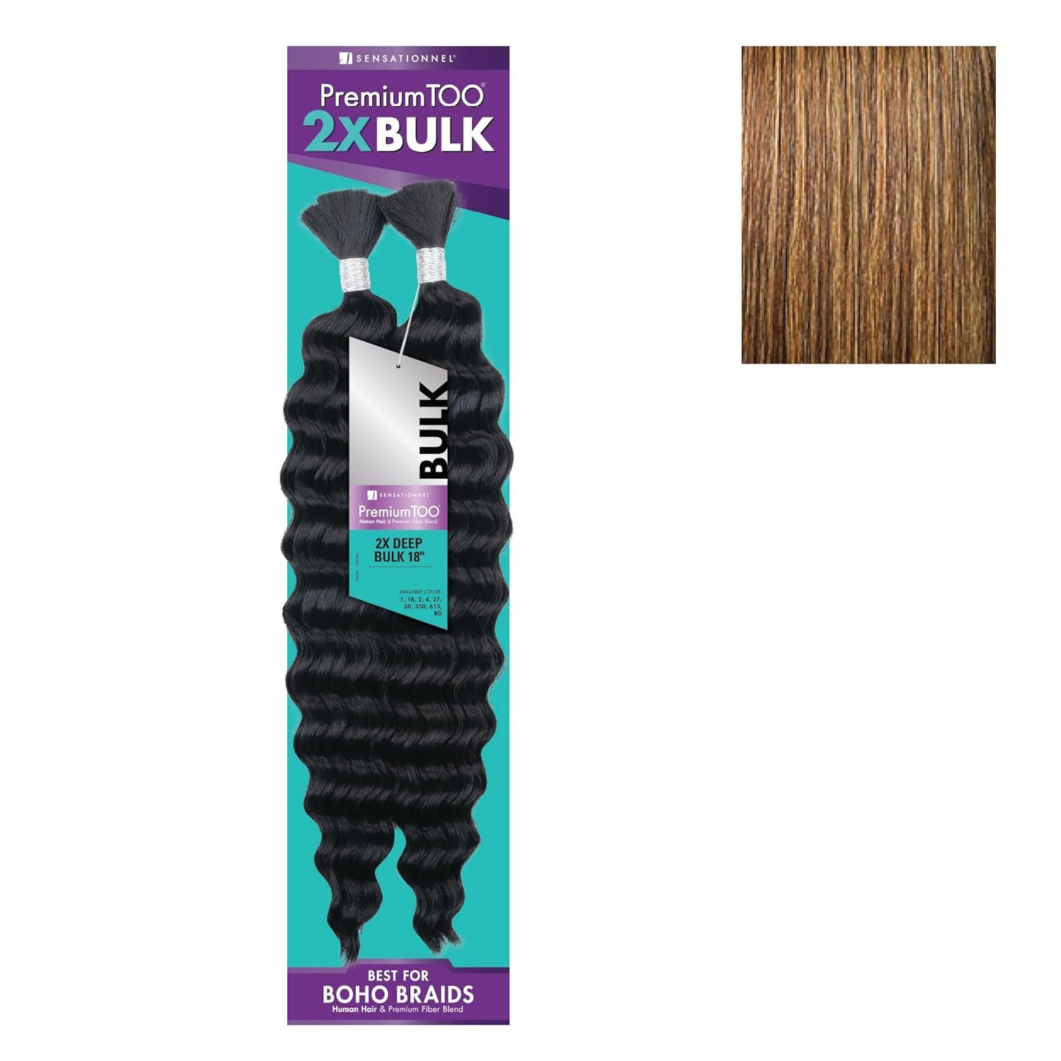 imageSensationnel PremToo Bulk Weaving 2X Deep Human Hair Blend for Boho Knotless Box or Curly Loose Wave Styles 1 Pack 14 inch 1 JETBLACKS427