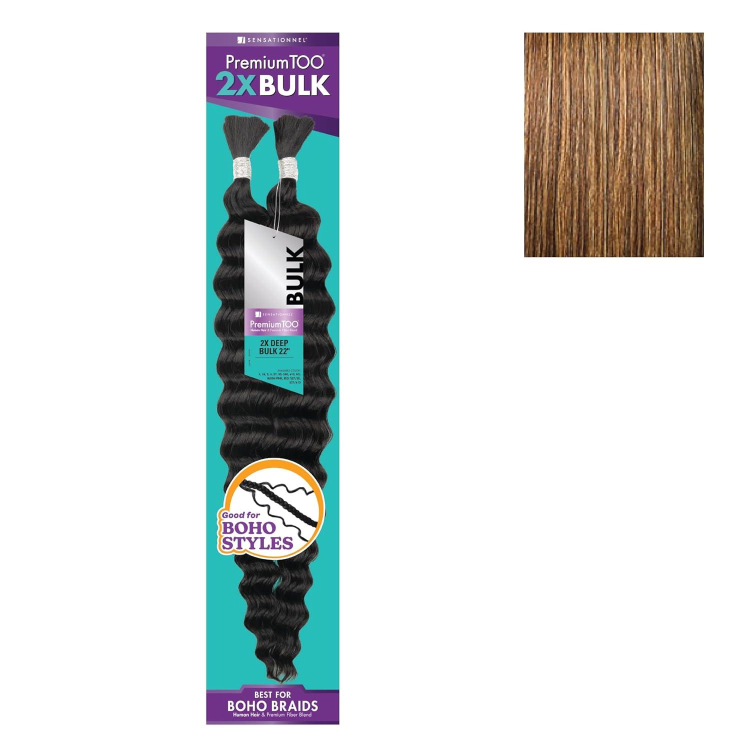 imageSensationnel PremToo Bulk Weaving 2X Deep Human Hair Blend for Boho Knotless Box or Curly Loose Wave Styles 1 Pack 14 inch 1 JETBLACKS427