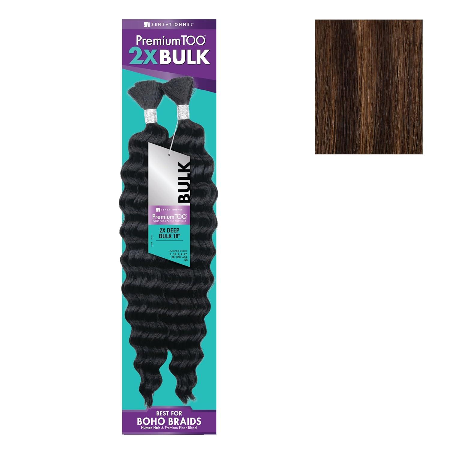 imageSensationnel PremToo Bulk Weaving 2X Deep Human Hair Blend for Boho Knotless Box or Curly Loose Wave Styles 1 Pack 14 inch 1 JETBLACKS430