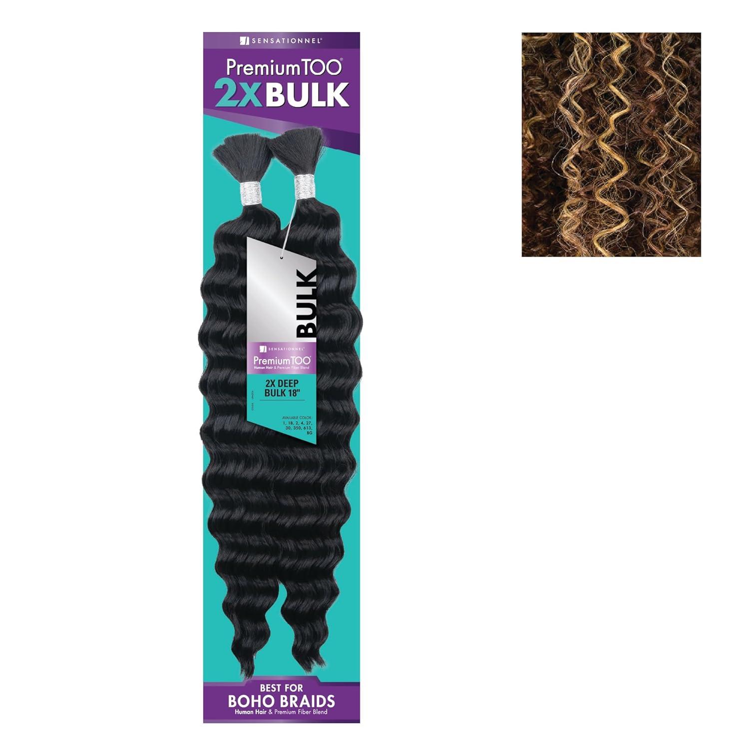imageSensationnel PremToo Bulk Weaving 2X Deep Human Hair Blend for Boho Knotless Box or Curly Loose Wave Styles 1 Pack 14 inch 1 JETBLACKS430613