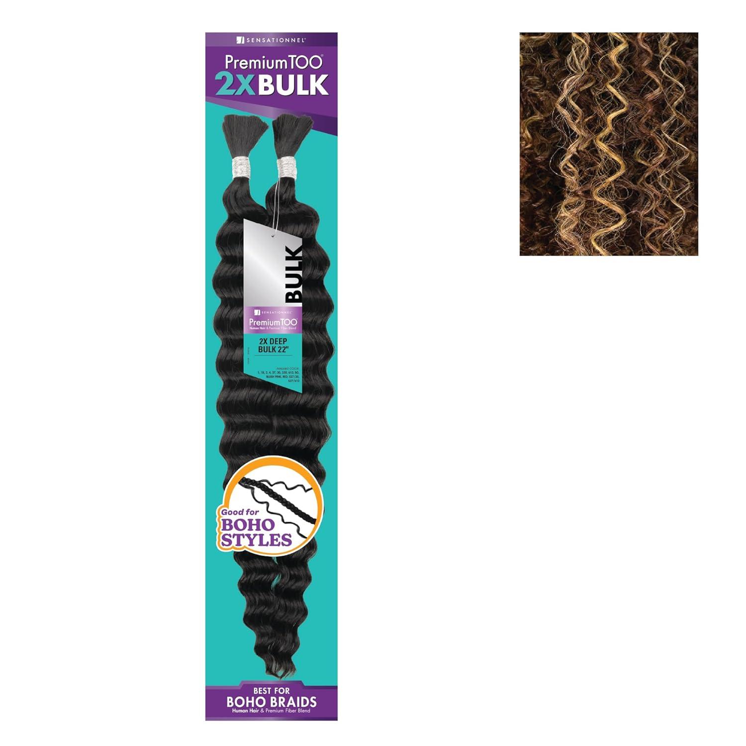 imageSensationnel PremToo Bulk Weaving 2X Deep Human Hair Blend for Boho Knotless Box or Curly Loose Wave Styles 1 Pack 14 inch 1 JETBLACKS430613