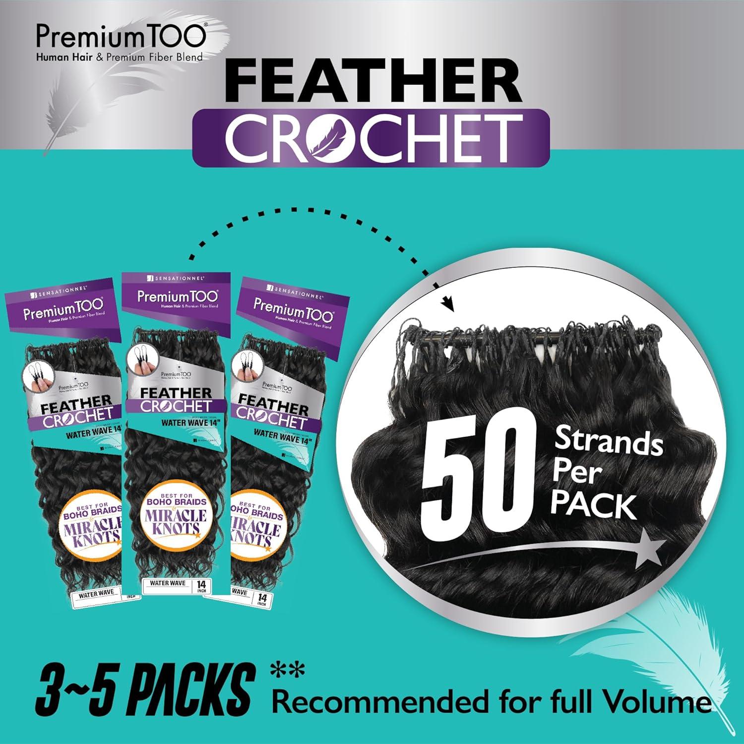 imageSensationnel PremToo Feather Crochet Braidinghair Deep Human Hair Blend with Pre Seperated Strands for Boho Braids and Miracle Knots 14 inch 1B OFFBLACK27 HONEYBLONDE