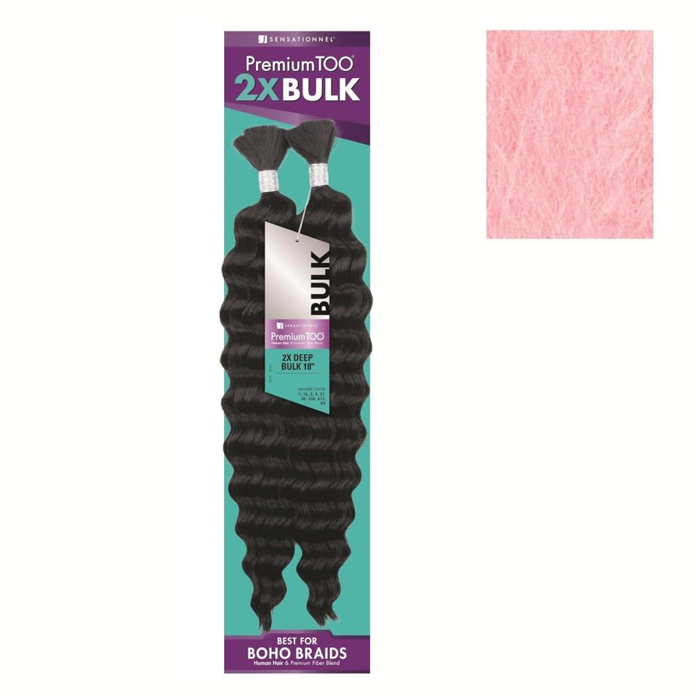 imageSensationnel PremToo Bulk Weaving 2X Deep Human Hair Blend for Boho Knotless Box or Curly Loose Wave Styles 1 Pack 14 inch 1 JETBLACKBLUSHPINK