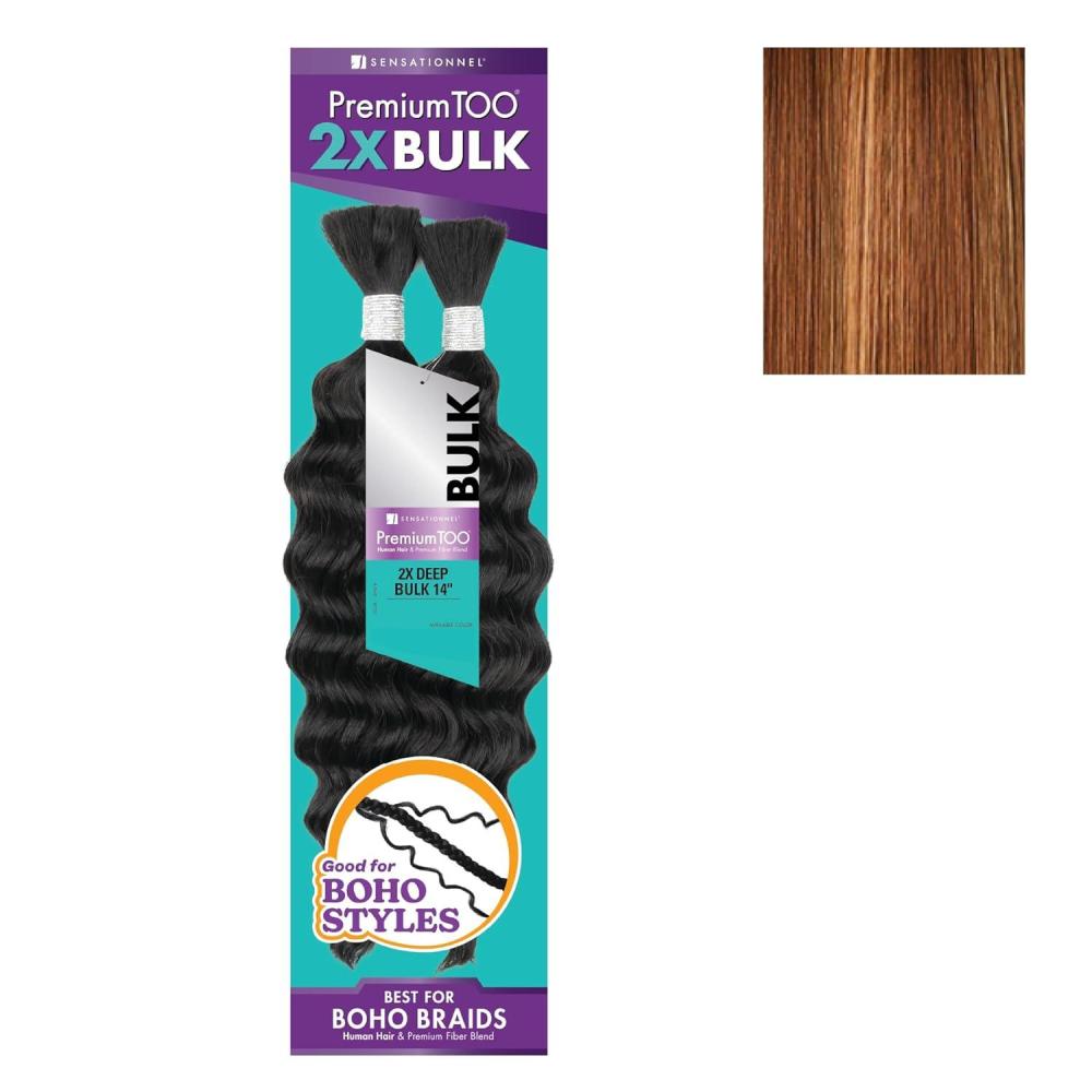 imageSensationnel PremToo Bulk Weaving 2X Deep Human Hair Blend for Boho Knotless Box or Curly Loose Wave Styles 1 Pack 14 inch 1 JETBLACKS2730