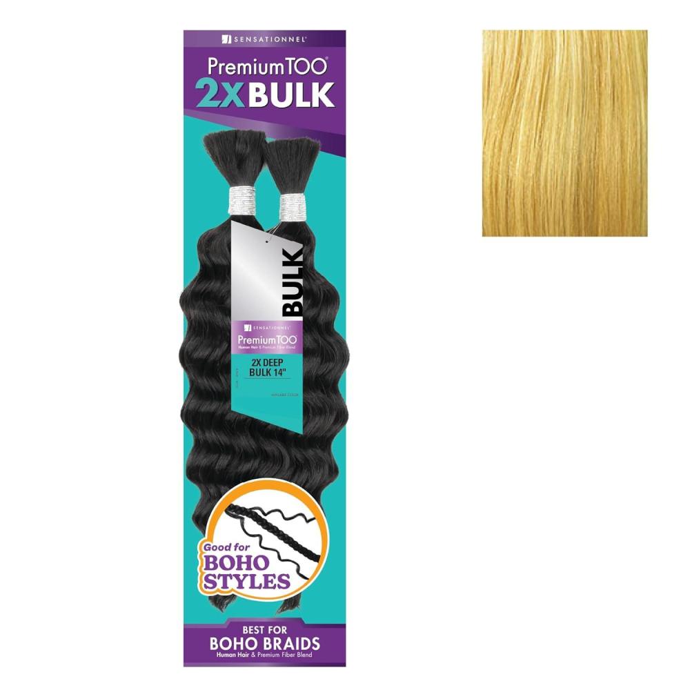 imageSensationnel PremToo Bulk Weaving 2X Deep Human Hair Blend for Boho Knotless Box or Curly Loose Wave Styles 1 Pack 14 inch 1 JETBLACKS27613