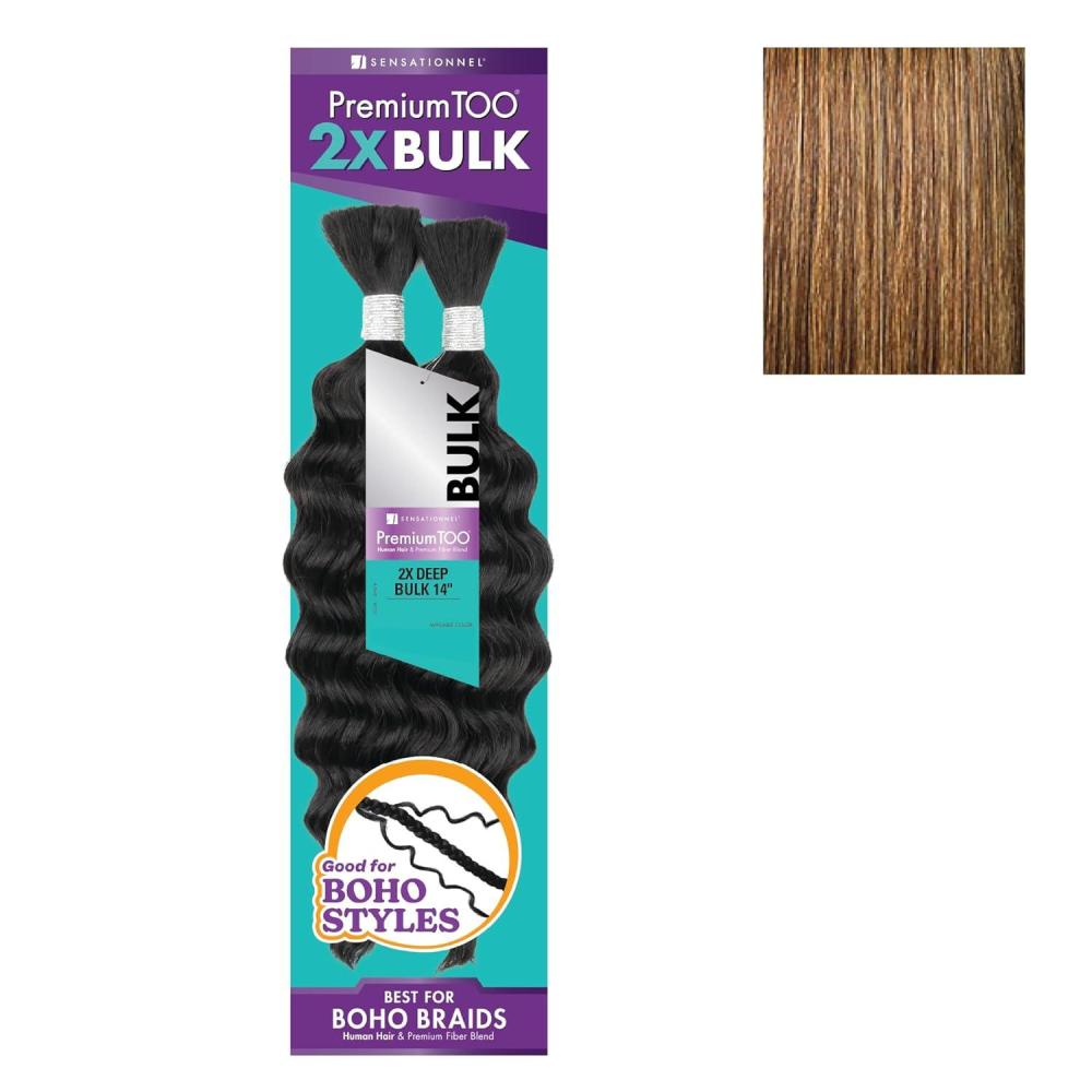 imageSensationnel PremToo Bulk Weaving 2X Deep Human Hair Blend for Boho Knotless Box or Curly Loose Wave Styles 1 Pack 14 inch 1 JETBLACKS427