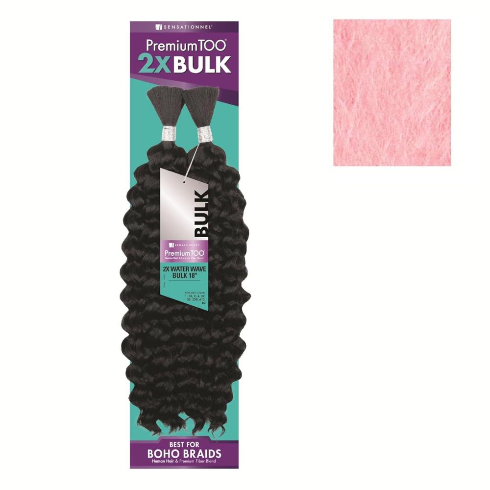 imageSensationnel PremToo bulk weaving 2x water wave human hair blend for boho knotless box or curly loose wave styles 1 pack 18 inch 1 JETBLACKBLUSHPINK