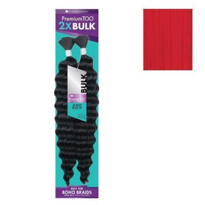 Sensationnel PremToo Bulk Weaving – 2X Deep Human Hair Blend for Boho, Knotless Box or Curly Loose Wave Styles – 1 Pack (14 inch, 1 JETBLACK)(RED)