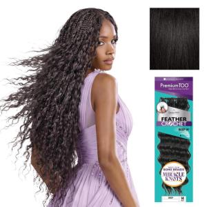 Sensationnel PremToo Feather Crochet Braidinghair – Deep Human Hair Blend with Pre Seperated Strands for Boho Braids and Miracle Knots (14 inch, 1B OFFBLACK)(1B OFFBLACK)