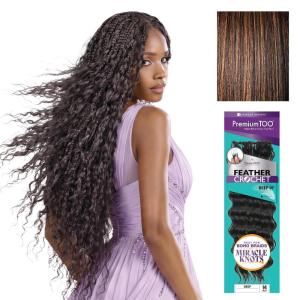 Sensationnel PremToo Feather Crochet Braidinghair – Deep Human Hair Blend with Pre Seperated Strands for Boho Braids and Miracle Knots (14 inch, 1B OFFBLACK)(S1B/30)