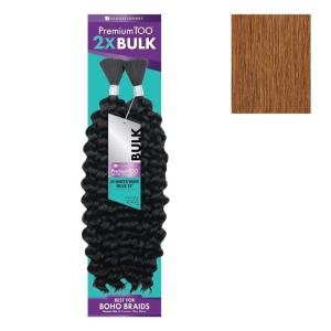 Sensationnel PremToo bulk weaving – 2x water wave human hair blend for boho, knotless box or curly loose wave styles – 1 pack (18 inch, 1 JETBLACK)(30 LIGHTAUBURN)