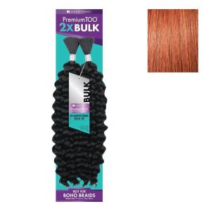 Sensationnel PremToo bulk weaving – 2x water wave human hair blend for boho, knotless box or curly loose wave styles – 1 pack (18 inch, 1 JETBLACK)(350 COPPERRED)