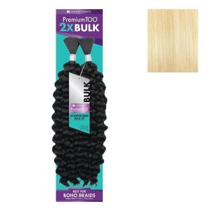Sensationnel PremToo bulk weaving – 2x water wave human hair blend for boho, knotless box or curly loose wave styles – 1 pack (18 inch, 1 JETBLACK)(613 BLONDE)