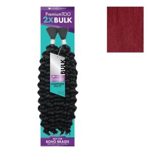 Sensationnel PremToo bulk weaving – 2x water wave human hair blend for boho, knotless box or curly loose wave styles – 1 pack (18 inch, 1 JETBLACK)(BG BURGUNDY)