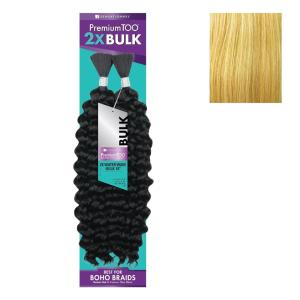 Sensationnel PremToo bulk weaving – 2x water wave human hair blend for boho, knotless box or curly loose wave styles – 1 pack (18 inch, 1 JETBLACK)(S27/613)