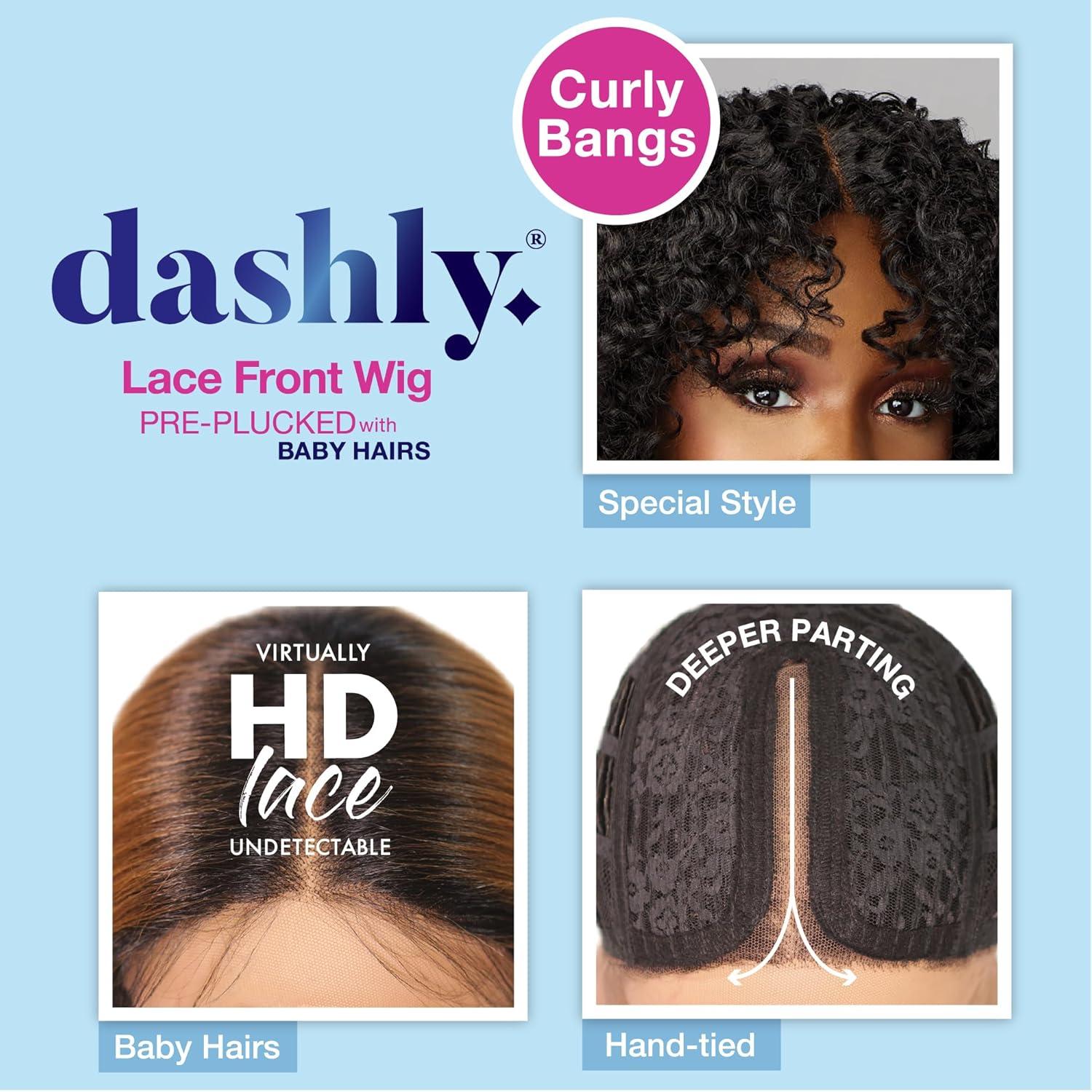 imageSensationnel Dashly Lace Front Wig Unit 44 Hand Tied Laceparting Ear to Ear Synthetic 2 DARKBROWNCHBLONDE
