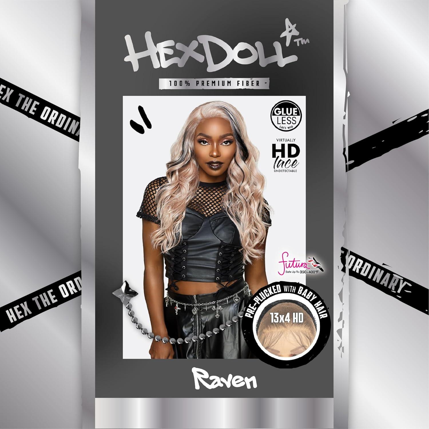 imageSensationnel HexDoll 13X4 Lace Wig Raven Lacefrontal Glueless Synthetic with Natural Density Preplucked Hairline 1 JETBLACK1 JETBLACK