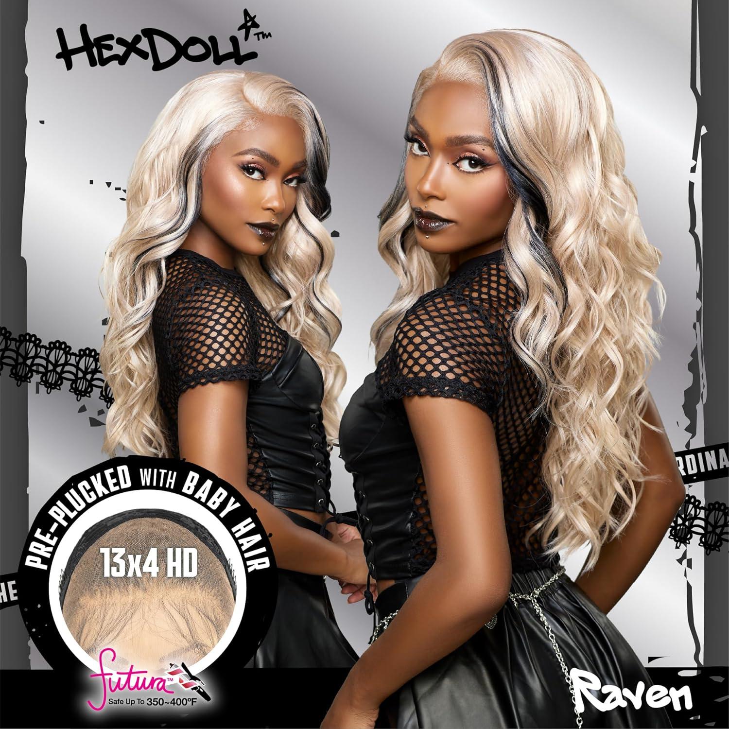 imageSensationnel HexDoll 13X4 Lace Wig Raven Lacefrontal Glueless Synthetic with Natural Density Preplucked Hairline 1 JETBLACK2 DARKBROWN