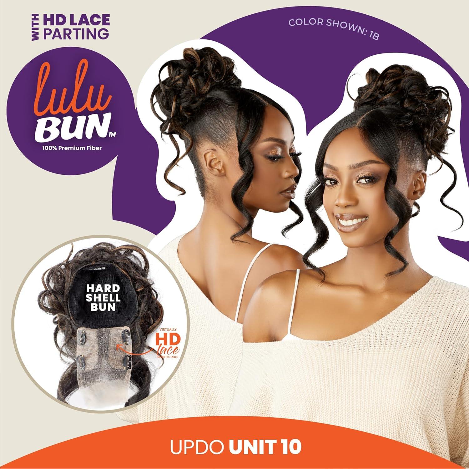 imageSensationnel Lulu Bun Updo Hairextensions Unit 10 Synthetic 3x35 HD Lace Parting Quick and Easy Wear Hair 1 JETBLACK1B OFFBLACK