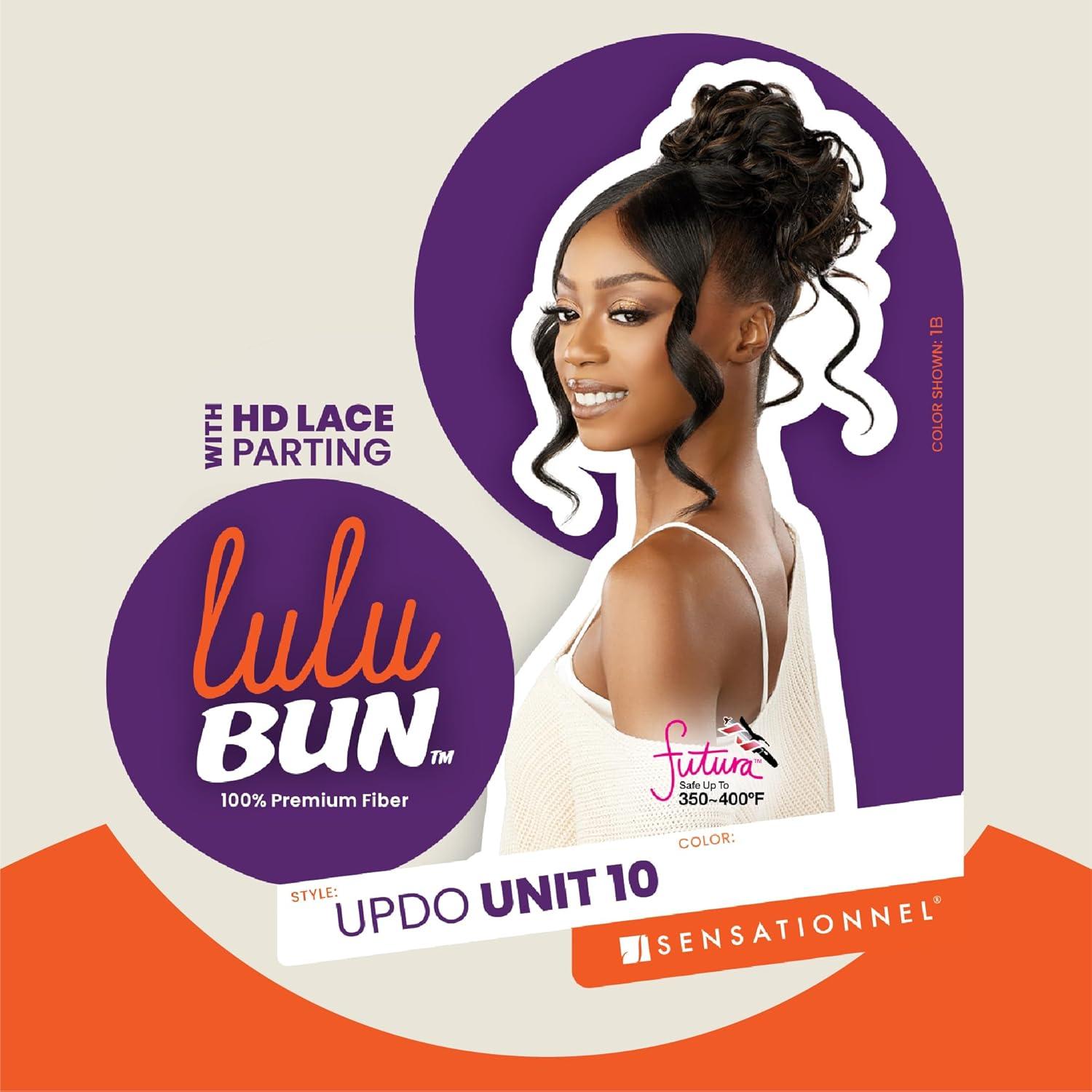 imageSensationnel Lulu Bun Updo Hairextensions Unit 10 Synthetic 3x35 HD Lace Parting Quick and Easy Wear Hair 1 JETBLACK2 DARKBROWN