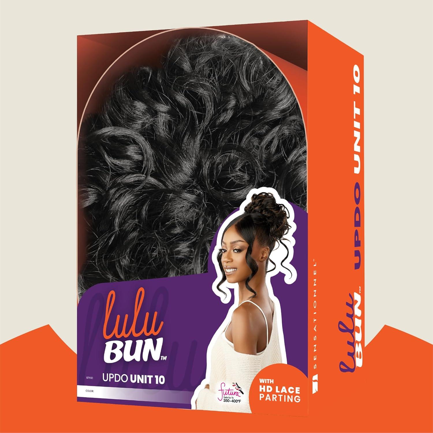 imageSensationnel Lulu Bun Updo Hairextensions Unit 10 Synthetic 3x35 HD Lace Parting Quick and Easy Wear Hair 1 JETBLACK2 DARKBROWN