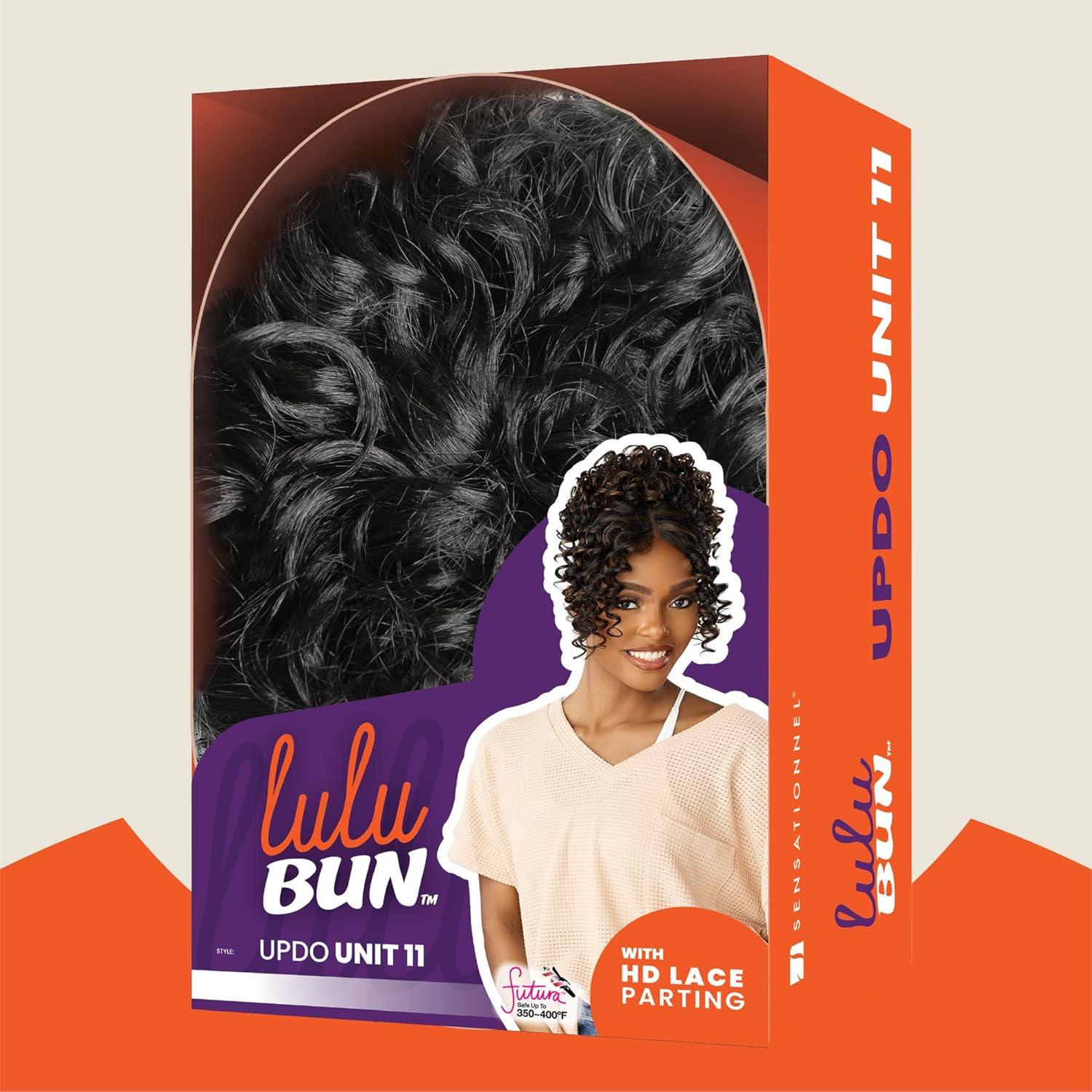 imageSensationnel Lulu Bun Updo Hairextensions Unit 11 Synthetic 3x35 HD Lace Parting Quick and Easy Wear Hair 1 JETBLACK2 DARKBROWN