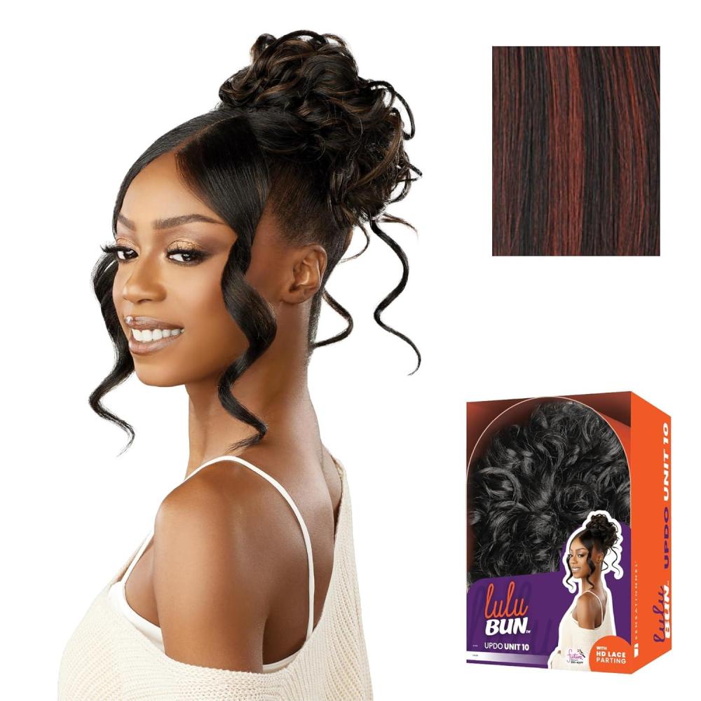 imageSensationnel Lulu Bun Updo Hairextensions  Unit 10 Synthetic 3x35 HD Lace Parting Quick and Easy Wear Hair 1 JETBLACKF1B350