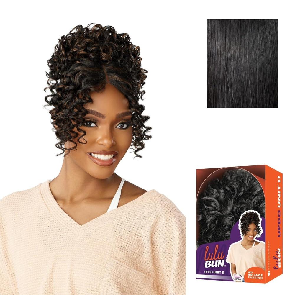 imageSensationnel Lulu Bun Updo Hairextensions Unit 11 Synthetic 3x35 HD Lace Parting Quick and Easy Wear Hair 1 JETBLACK1 JETBLACK