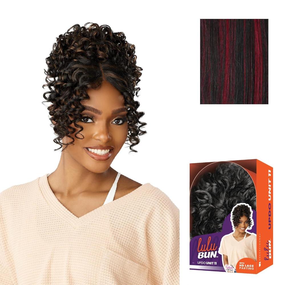 imageSensationnel Lulu Bun Updo Hairextensions Unit 11 Synthetic 3x35 HD Lace Parting Quick and Easy Wear Hair 1 JETBLACKF1BBG