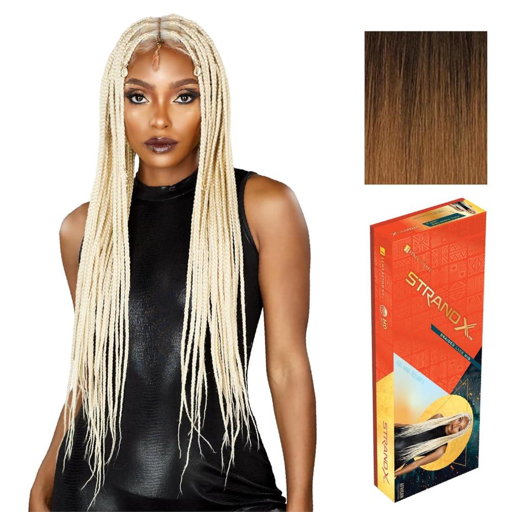 imageSensationnel Strand X Full Braided Lacewig Unit 5 Hand Tied Kanekalon HD Glueless Wig 1 JETBLACKT230