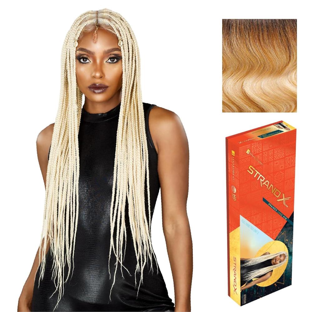 imageSensationnel Strand X Full Braided Lacewig Unit 5 Hand Tied Kanekalon HD Glueless Wig 1 JETBLACKT427613