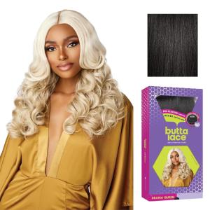 Sensationnel Butta Lace Wigs – Drama Queen Extra Wide 5 Inch Deep Parting Synthetic Preplucked Hairline Glueless Lacefront (1 JETBLACK)(1B OFFBLACK)