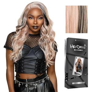 Sensationnel HexDoll 13X4 Lace Wig – Raven Lacefrontal Glueless Synthetic with Natural Density Preplucked Hairline (1 JETBLACK)(BALAYAGECHARCOALROSE)