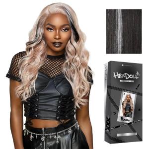 Sensationnel HexDoll 13X4 Lace Wig – Raven Lacefrontal Glueless Synthetic with Natural Density Preplucked Hairline (1 JETBLACK)(BALAYAGEPLATINUM)