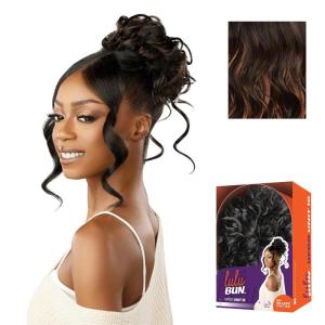 Sensationnel Lulu Bun Updo Hairextensions – Unit 10 Synthetic 3×3.5 HD Lace Parting Quick and Easy Wear Hair (1 JETBLACK)(F1B/30)