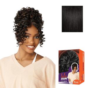 Sensationnel Lulu Bun Updo Hairextensions – Unit 11 Synthetic 3×3.5 HD Lace Parting Quick and Easy Wear Hair (1 JETBLACK)(1B OFFBLACK)