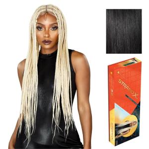 Sensationnel Strand X Full Braided Lacewig – Unit 5 Hand Tied Kanekalon HD Glueless Wig (1 JETBLACK)(1 JETBLACK)