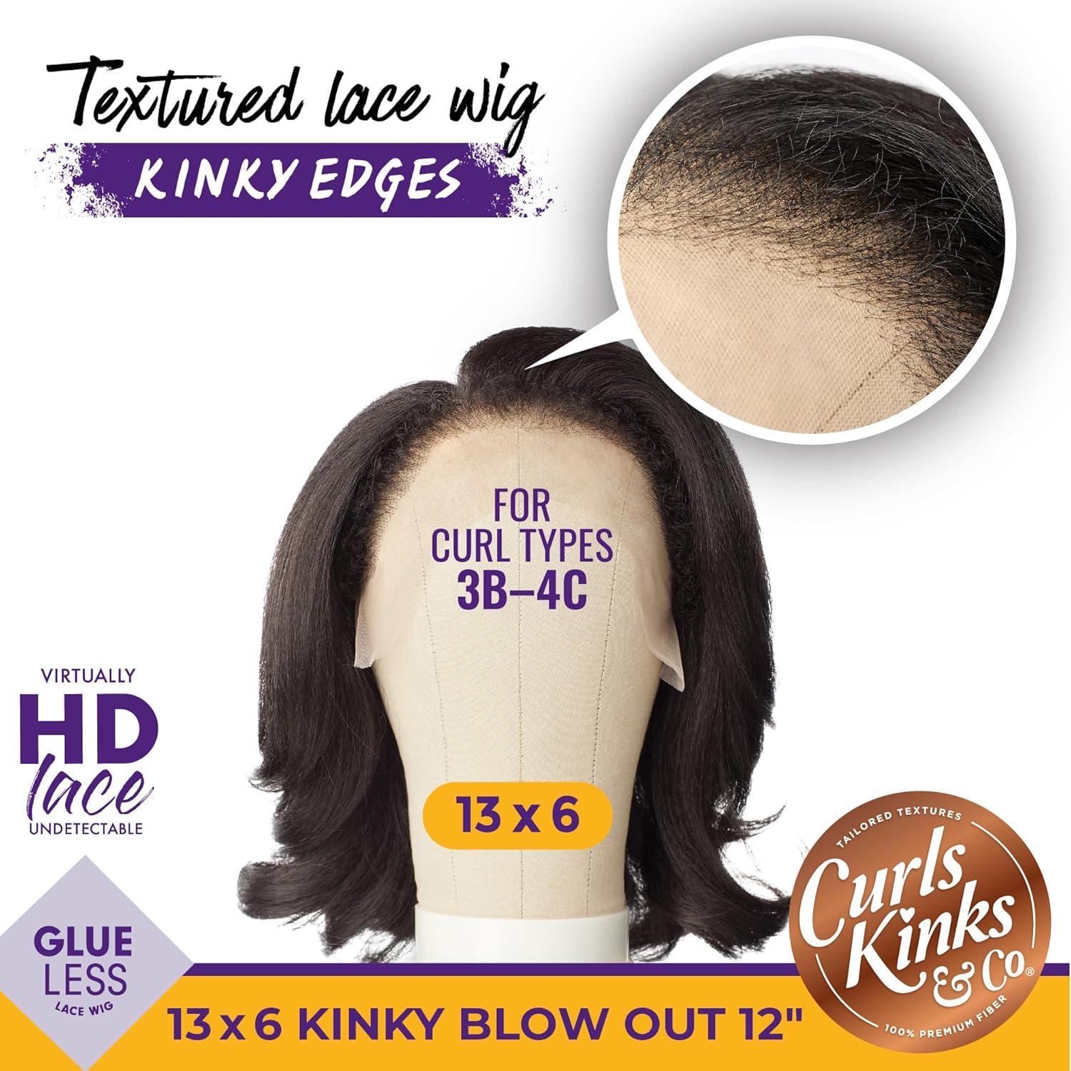 imageSensationnel Curls Kinksandco Kinkyedges Wig Kinky Blow Out 12 Inch 13X6 Lace Frontal Natural Kinkytexture Edged Hairline for Natural 3C to 4C Hair Textures 1B OFFBLACK1B OFFBLACK